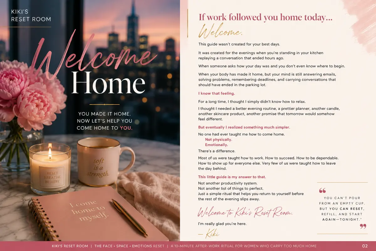 Welcome spread inside Kiki’s Reset guide